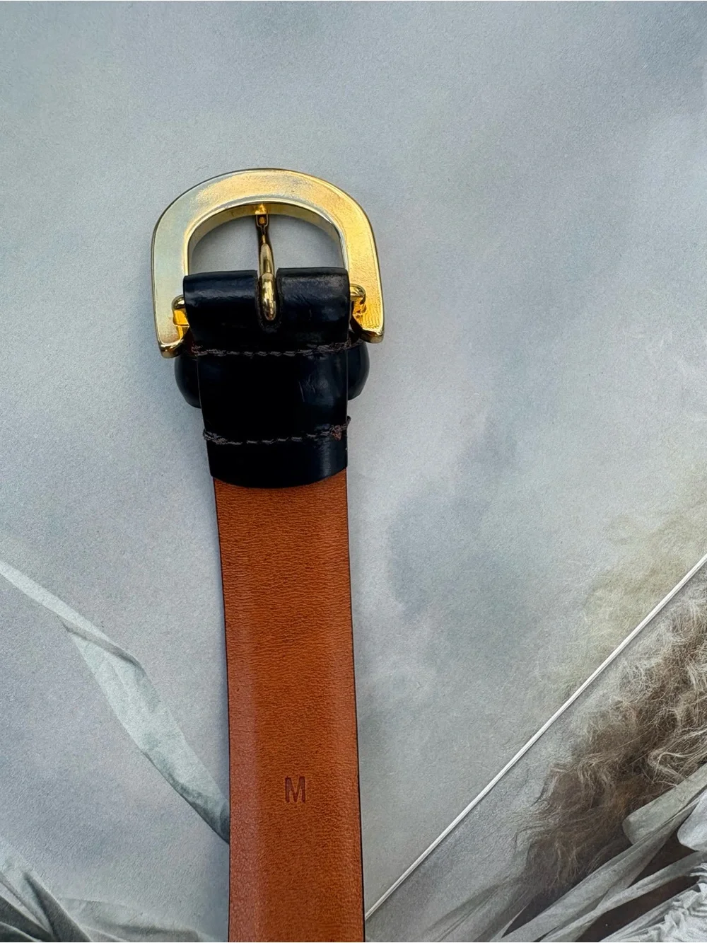 Ralph Lauren Genuine Leather Belt In Navy Blue Size M/35”